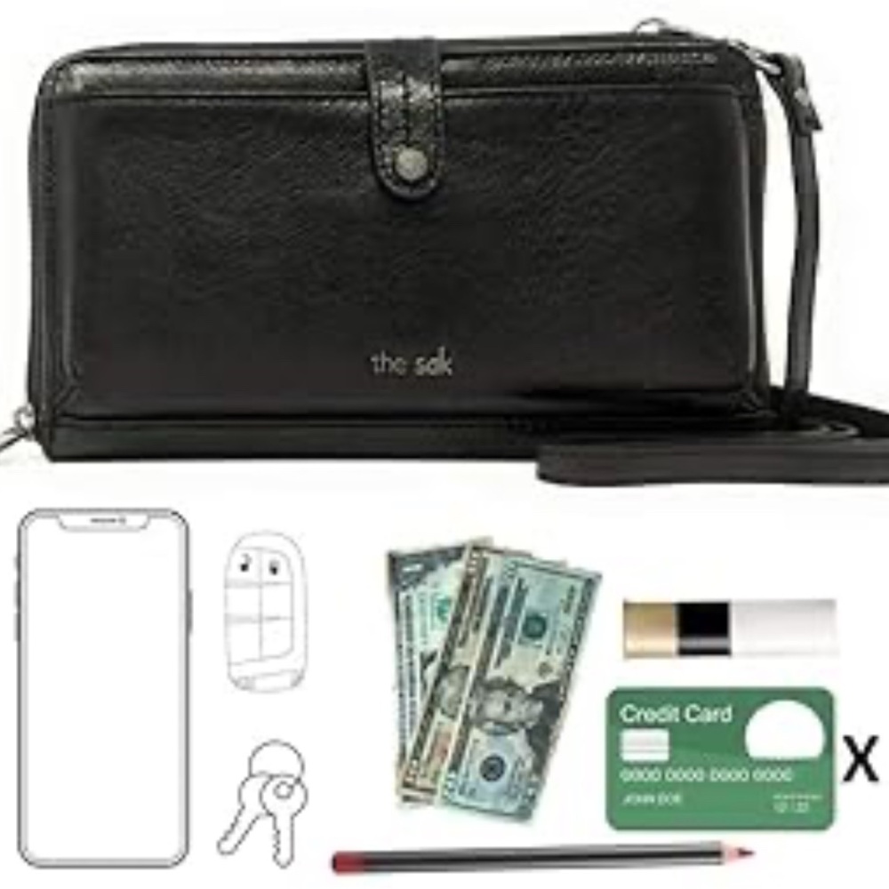 The Sak 3-In-1 Genuine Leather Phone Wallet (Black)